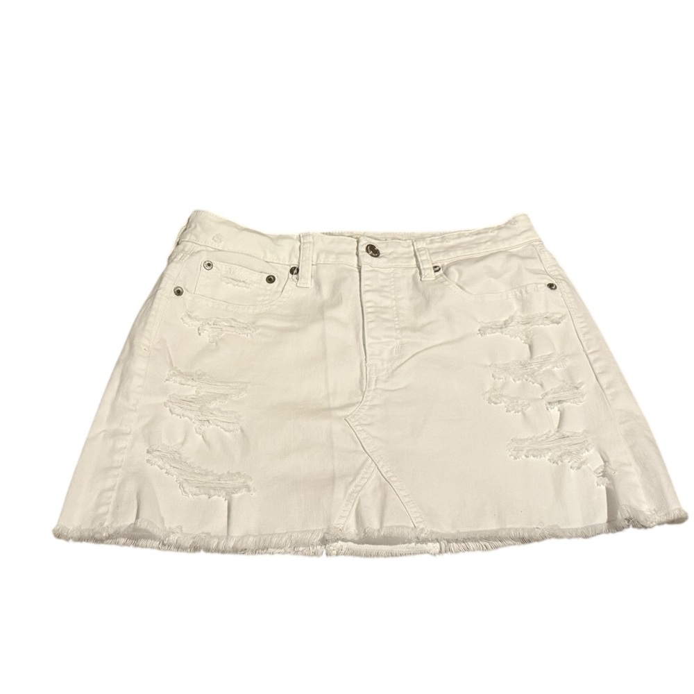 American Eagle Outfitters White Frayed Mini Skirt